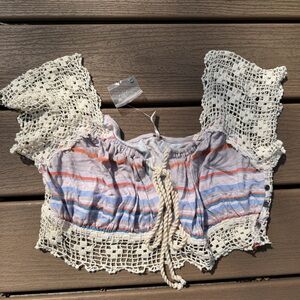 Free people Aruba striped crochet crop top